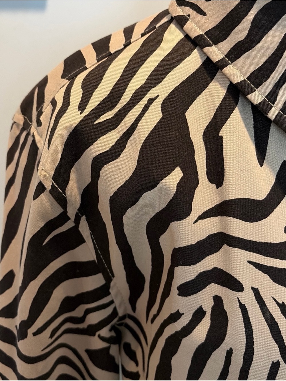 Brown Zebra Belted Trench Jacket XL Coat Cotton Mob Wife Classic animal print - Picture 5 of 13